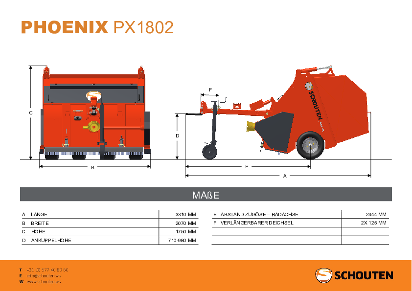 Datenblatt SCHOUTEN PHOENIX PX1802 Rasenkehrmaschine